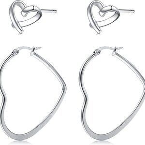 Women Red Heart Earrings Heart Hoop Earrings Gold Heart Earrings Dangle Heart